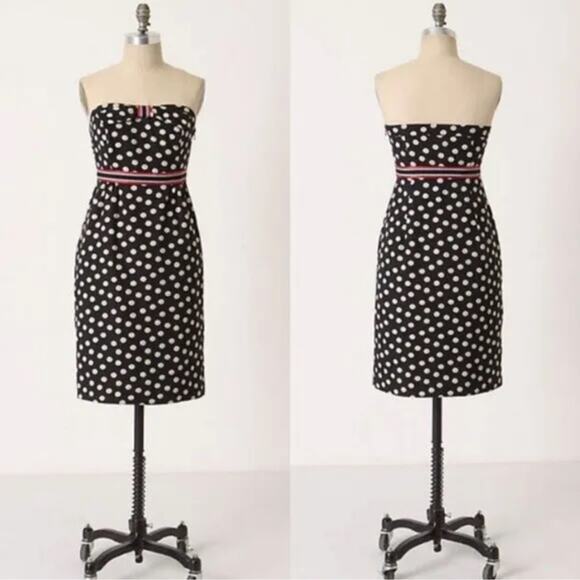 Maeve She Who Is Beautiful Strapless Polka Dot Dress sz 6 - Picture 1 of 12